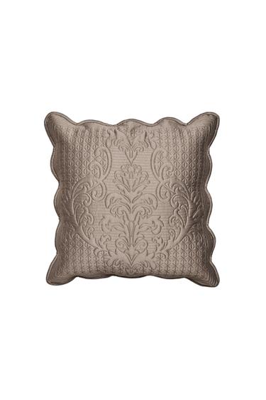 QUILTED CUSHION COVER WITH RAISED DESIGN - Brown / Taupe by Zara