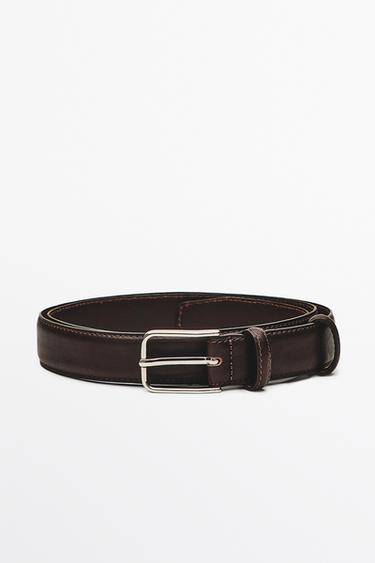 Zara Nappa leather belt with double keeper - Brown - Image 0