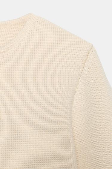 GILET COURT EN MAILLE - Écru de Zara - Image 8