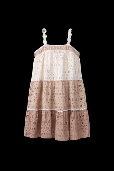 DRESS WITH SWISS EMBROIDERY - Beige-brown by Zara - Image 0