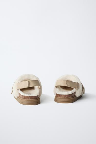 FAUX SHEARLING CLOGS - Ecru White by Zara - Image 4
