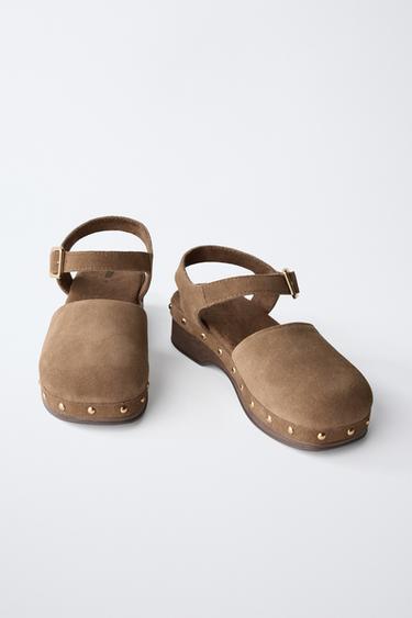 SPLIT LEATHER CLOGS - Brown by Zara - Image 2