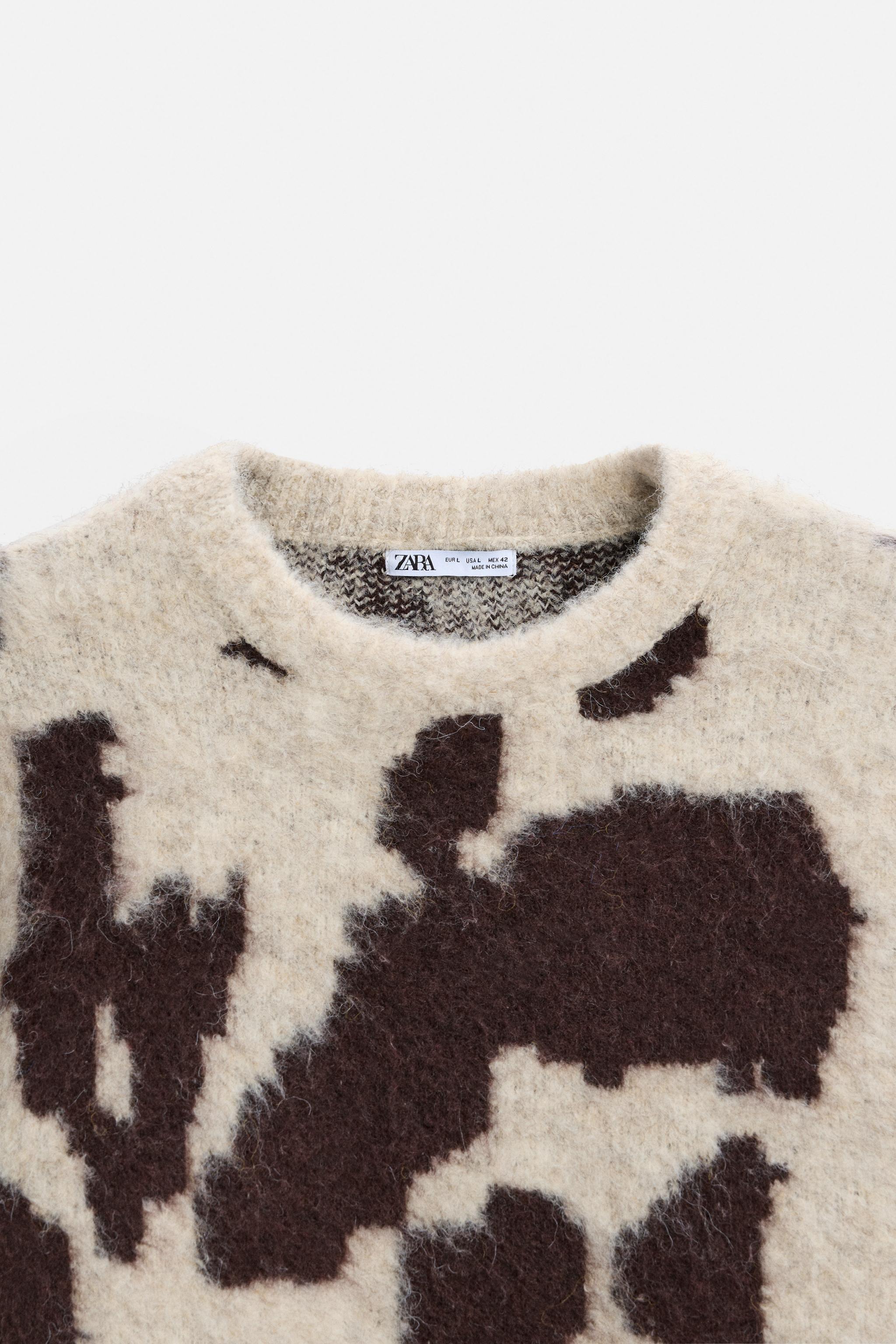 JACQUARD ANIMAL SWEATER - Ecru | ZARA United States
