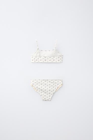 6-14 YRS / FLORAL BIKINI WITH LACE TRIM - Beige by Zara - Image 1