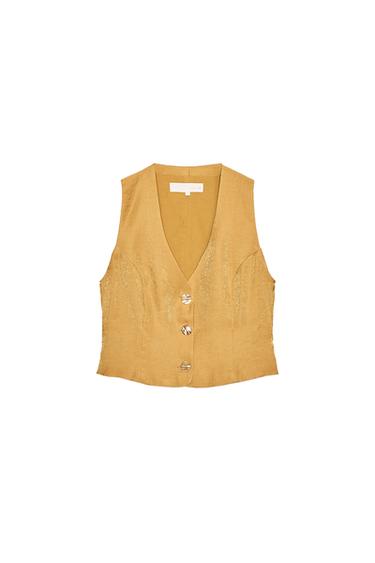 GOLD BUTTON SATIN EFFECT TOP