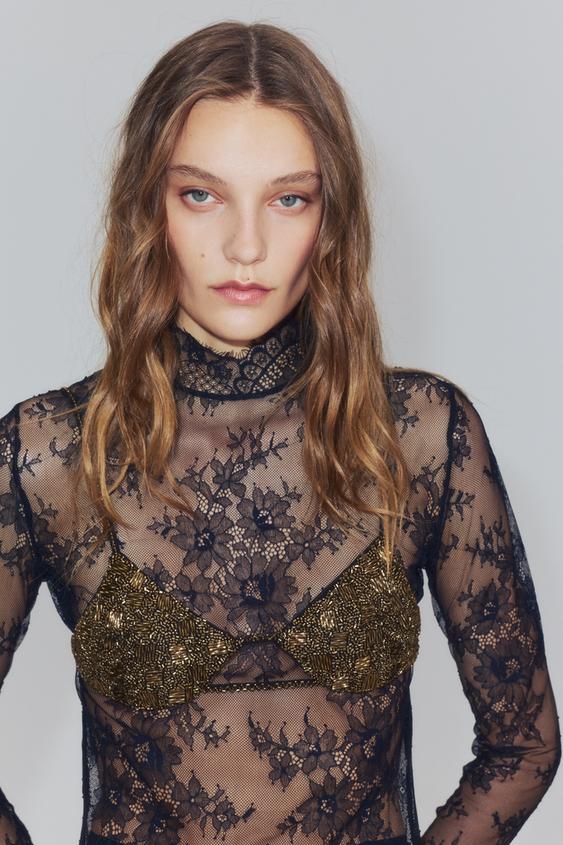 SOUTIEN-GORGE TRIANGLE FANTAISIE ÉDITION LIMITÉE - Doré de Zara - Image 0