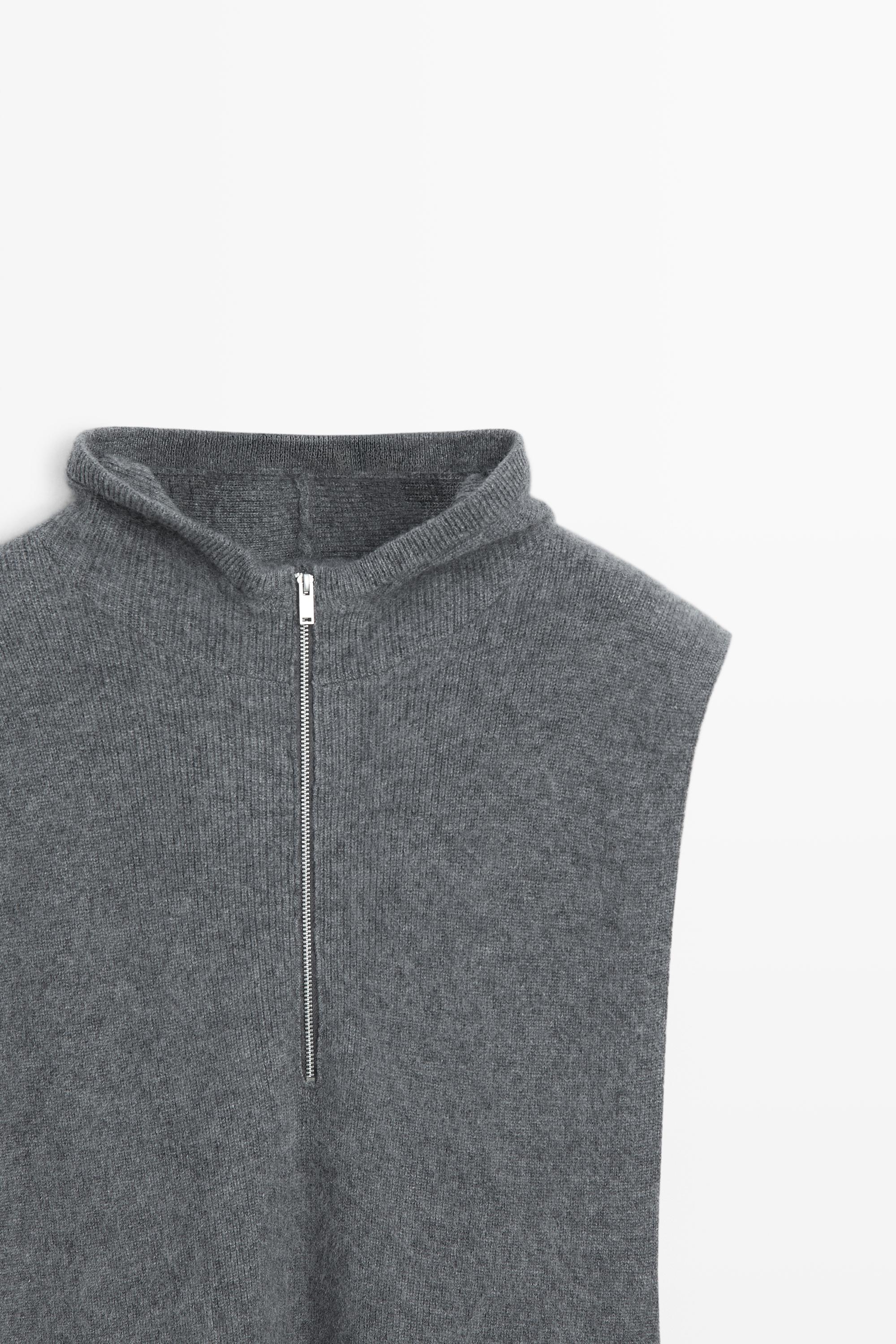 Gilet en maille à capuche 100 % cachemire