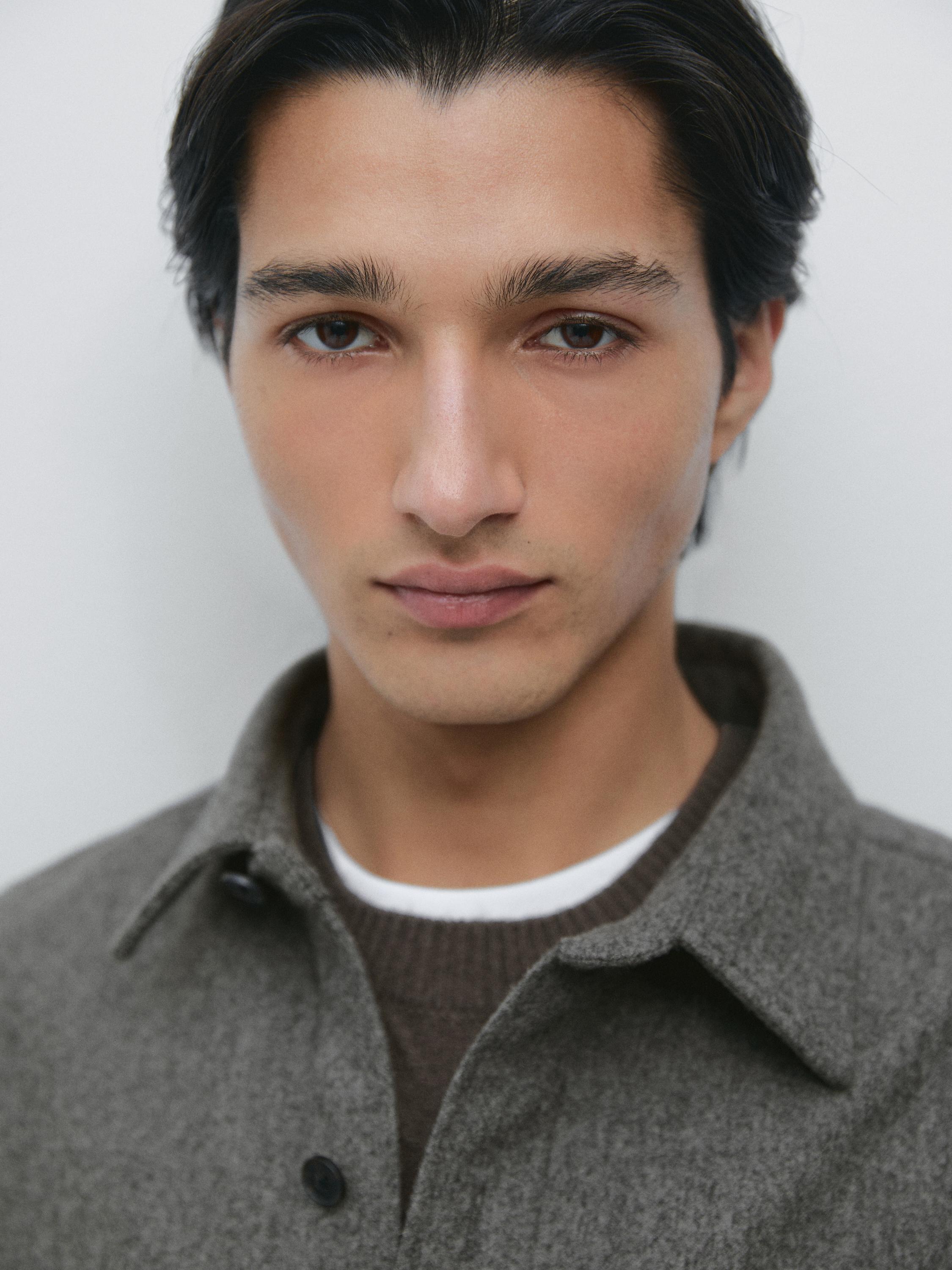 Wool blend overshirt with pockets