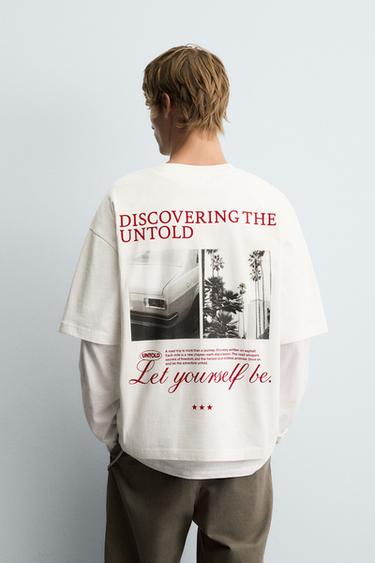 Zara PHOTOGRAPHIC PRINT T-SHIRT - Oyster-white