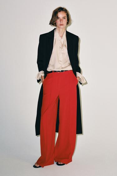 ZW COLLECTION WIDE-LEG TROUSERS - Red by Zara