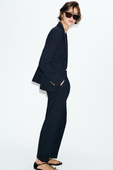 بنطلون بخطوط رفيعة - بحري الخاص بـ Zara