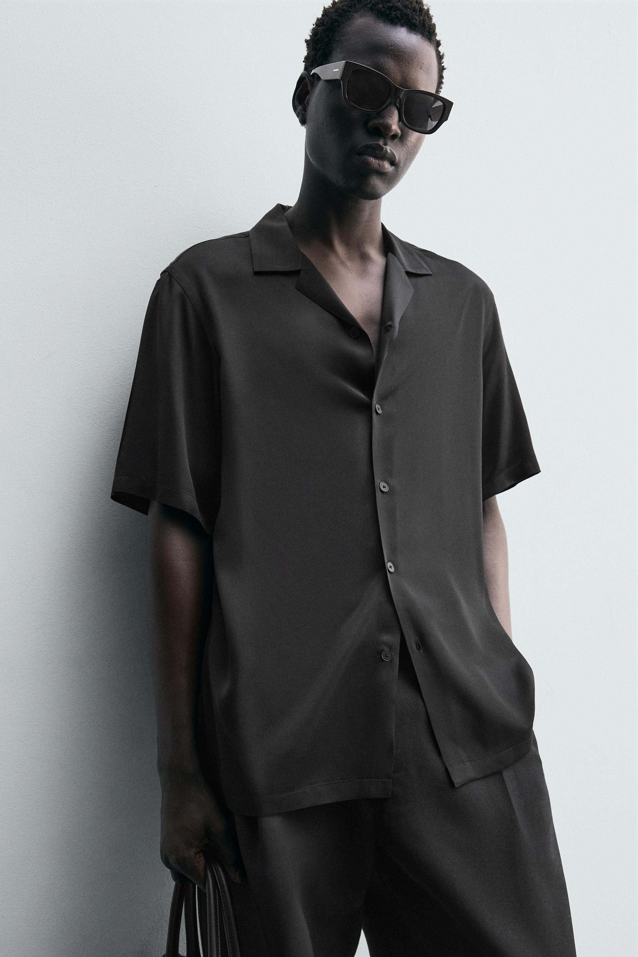 REGULAR FIT SATIN EFFECT SHIRT