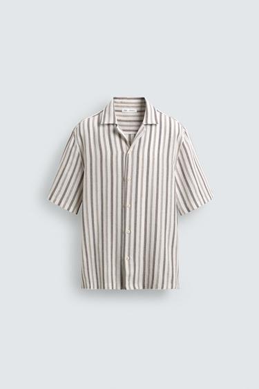 REGULAR FIT STRIPED JACQUARD SHIRT - Ecru by Zara