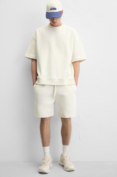 INTERLOCK TEXTURED BERMUDA SHORTS - Oyster-white by Zara - Image 4
