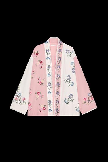 COTTON KAFTAN WITH FLORAL EMBROIDERY - Pink by Zara - Image 0