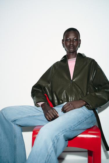 BLOUSON BOMBER MATIÈRE SYNTHÉTIQUE - Kaki de Zara - Image 4