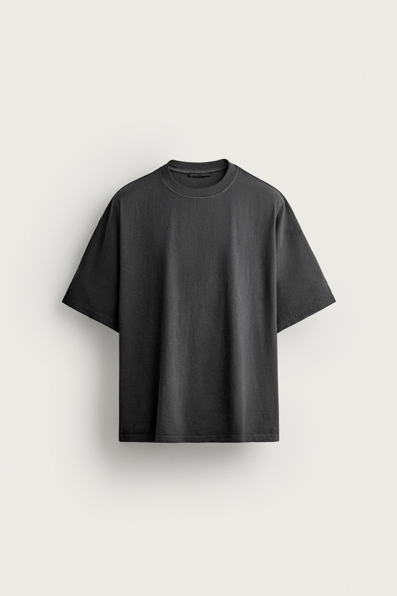 BASIC RELAXED FIT WASHED T-SHIRT — Dark anthracite