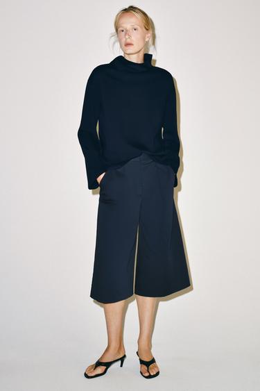 ZW COLLECTION PLEATED BERMUDA SHORTS - Navy blue by Zara - Image 0