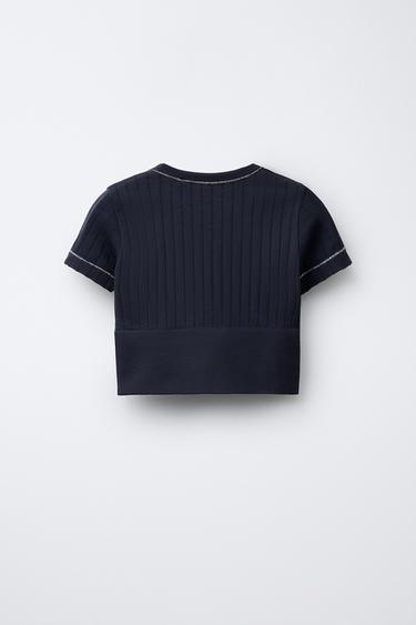 SEAMLESS GYM T-SHIRT WITH SHINY TRIM - Blue by Zara - Image 1