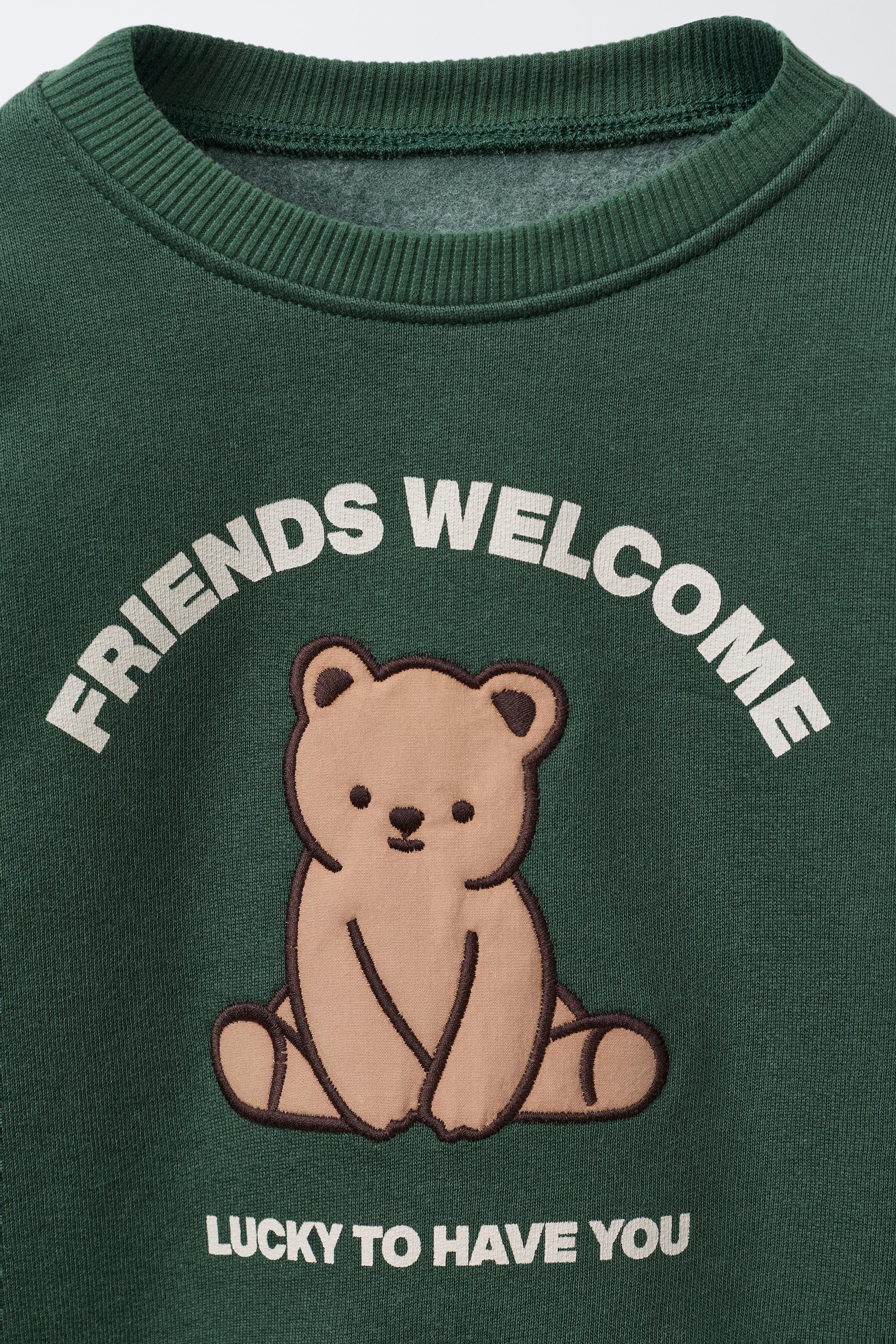 BEAR SWEATSHIRT AND RIBBED FLORAL LEGGING SET