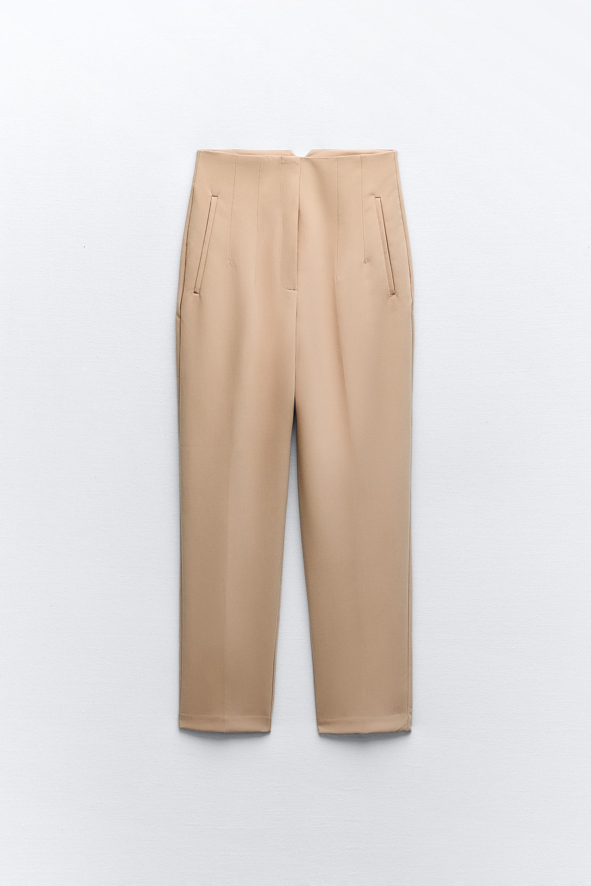 ZARA HIGH WAISTED Seam Tailored Pants Tapered Ankle Capri Trousers Welt  Pockets $32.74 - PicClick