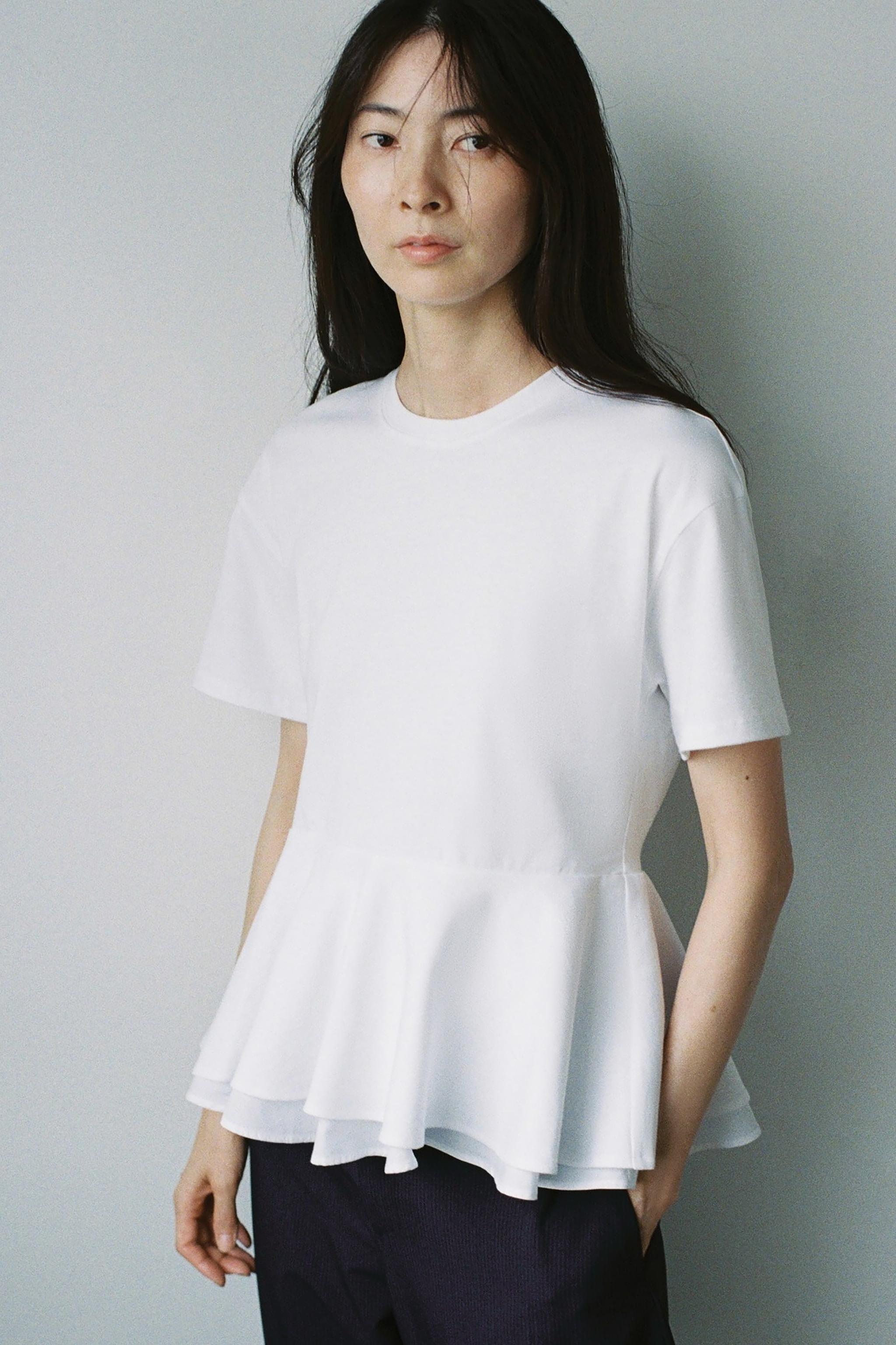 ★ドイツ発*ZARA*新作*リブテクスチャー長袖Tシャツ/WHITE★ コットン 長袖Tシャツ - ホワイト | ZARA Japan / 日本