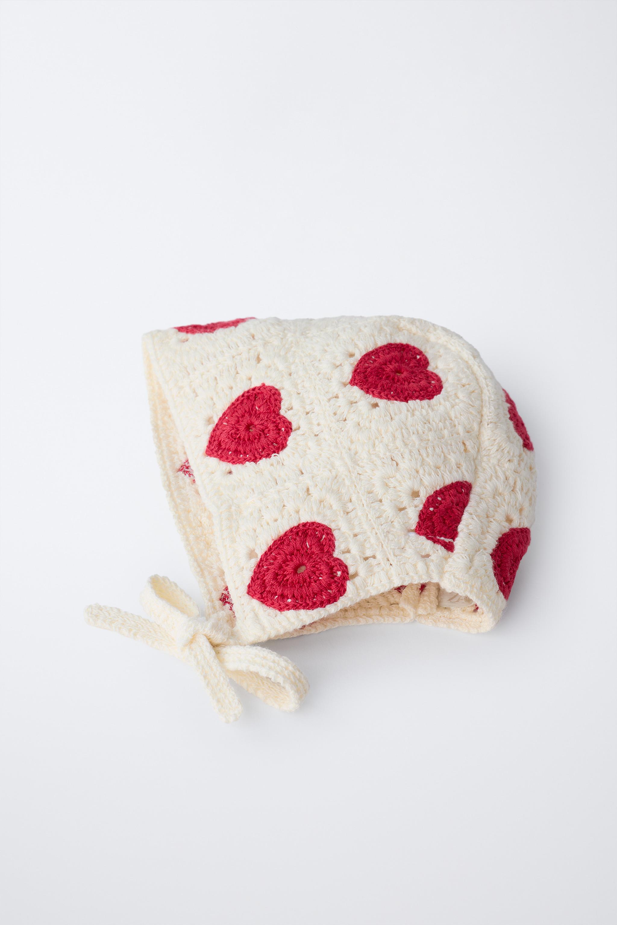 CROCHET KNIT HEARTS BONNET