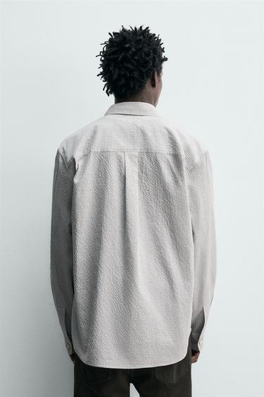 TEXTURED CHECK SHIRT - Sand / Blue by Zara - Image 2