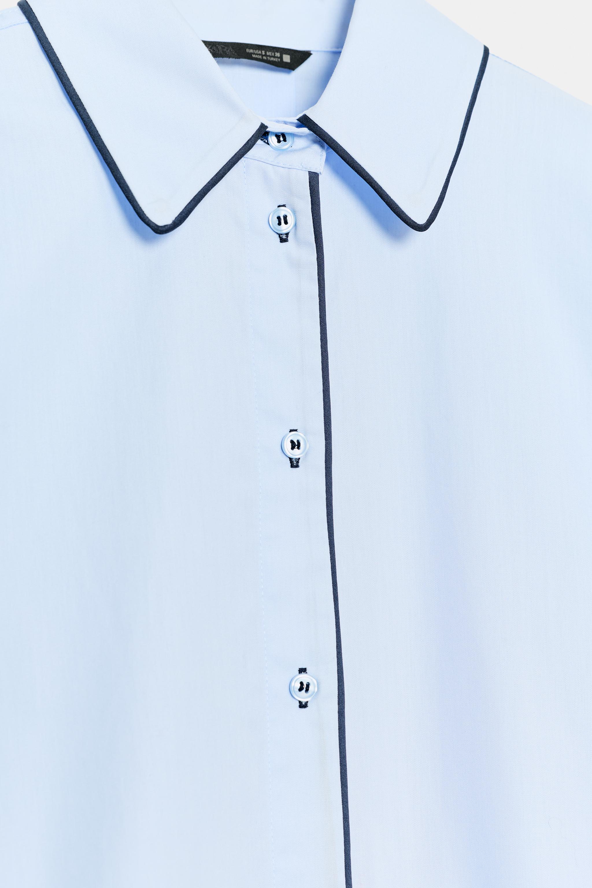 CONTRAST PIPING POPLIN SHIRT
