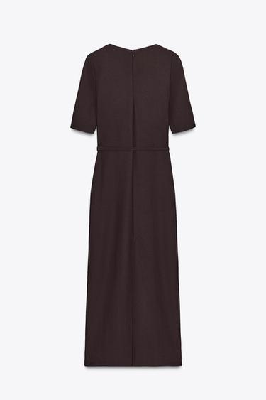 LONG DRESS WITH BELT - Chocolate by Zara - Image 6