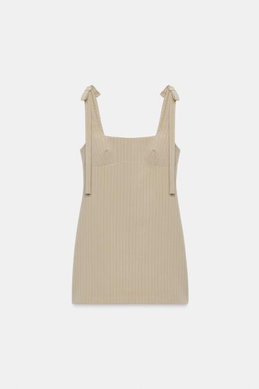 VESTIDO MINI LISTRADO - castanho da Zara