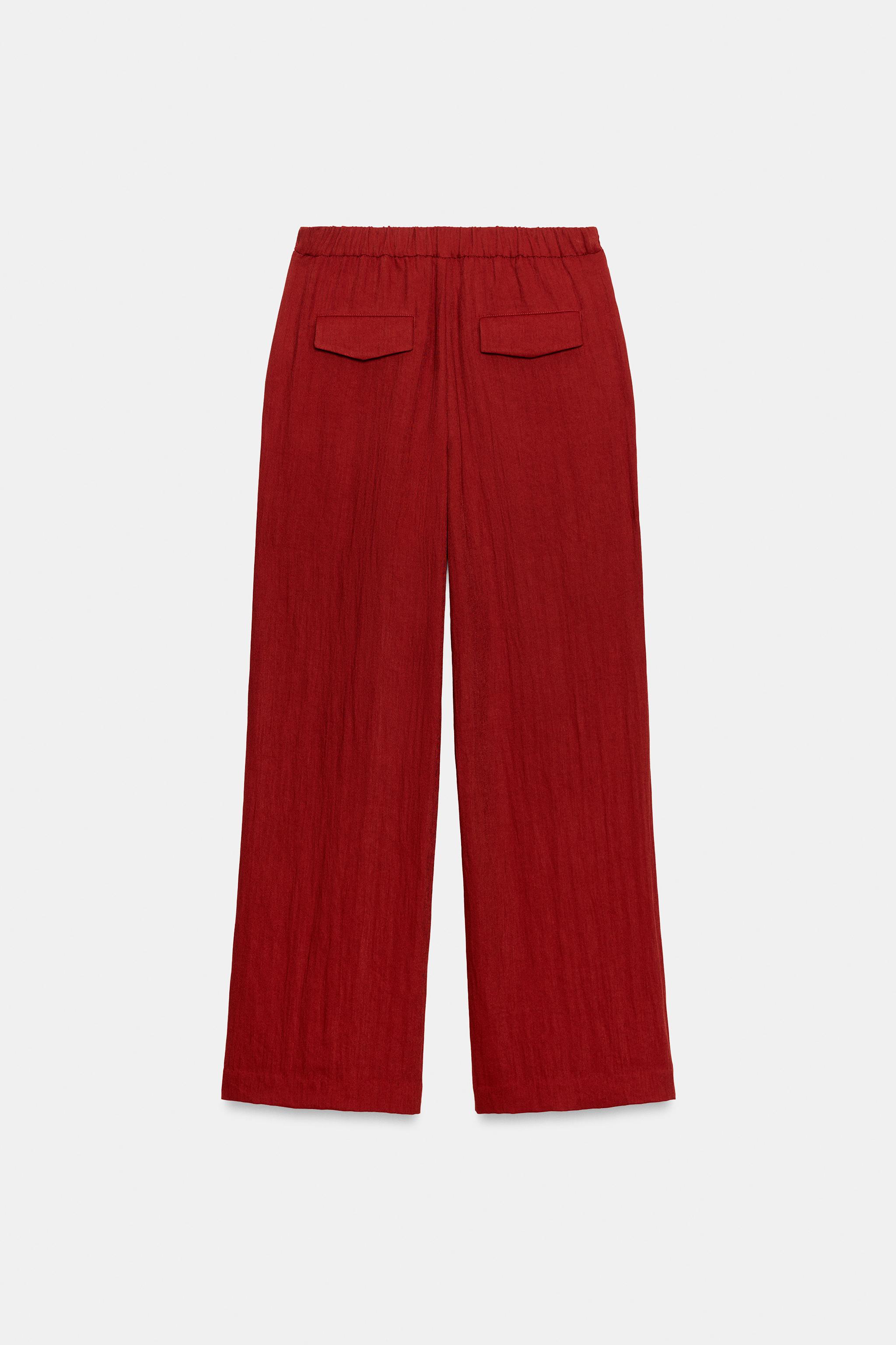 Женские брюки Zara WIDE-LEG FLOWY TROUSERS — фото 7