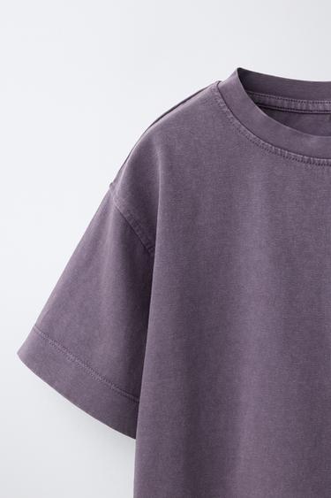 T-SHIRT EFFET DÉLAVÉ HEAVY WEIGHT - Violet de Zara - Image 2