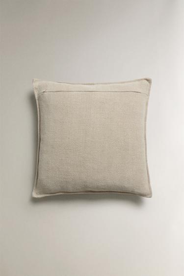 LINEN CUSHION COVER WITH TOPSTITCHING - Sand by Zara - Image 3