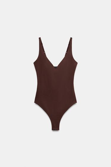 POLYAMIDE BLEND BODYSUIT - Brown by Zara - Image 6