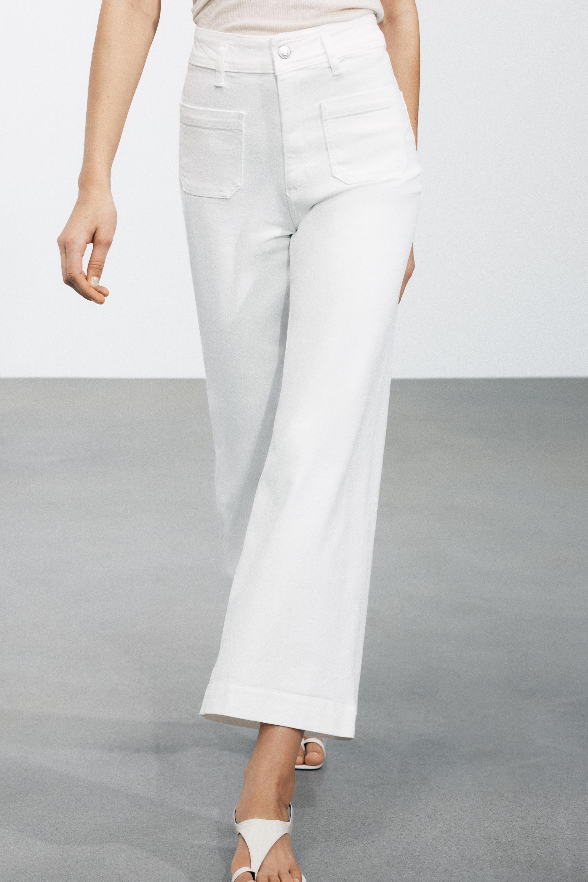 ZW COLLECTION HIGH WAIST WIDE LEG JEANS Oyster-white ZARA