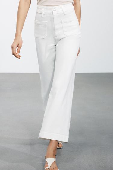 JEANS ZW COLLECTION WIDE LEG TIRO ALTO - Branco roto de Zara