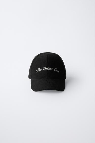 Zara FABRIC CAP WITH BOW CLOSURE - Black