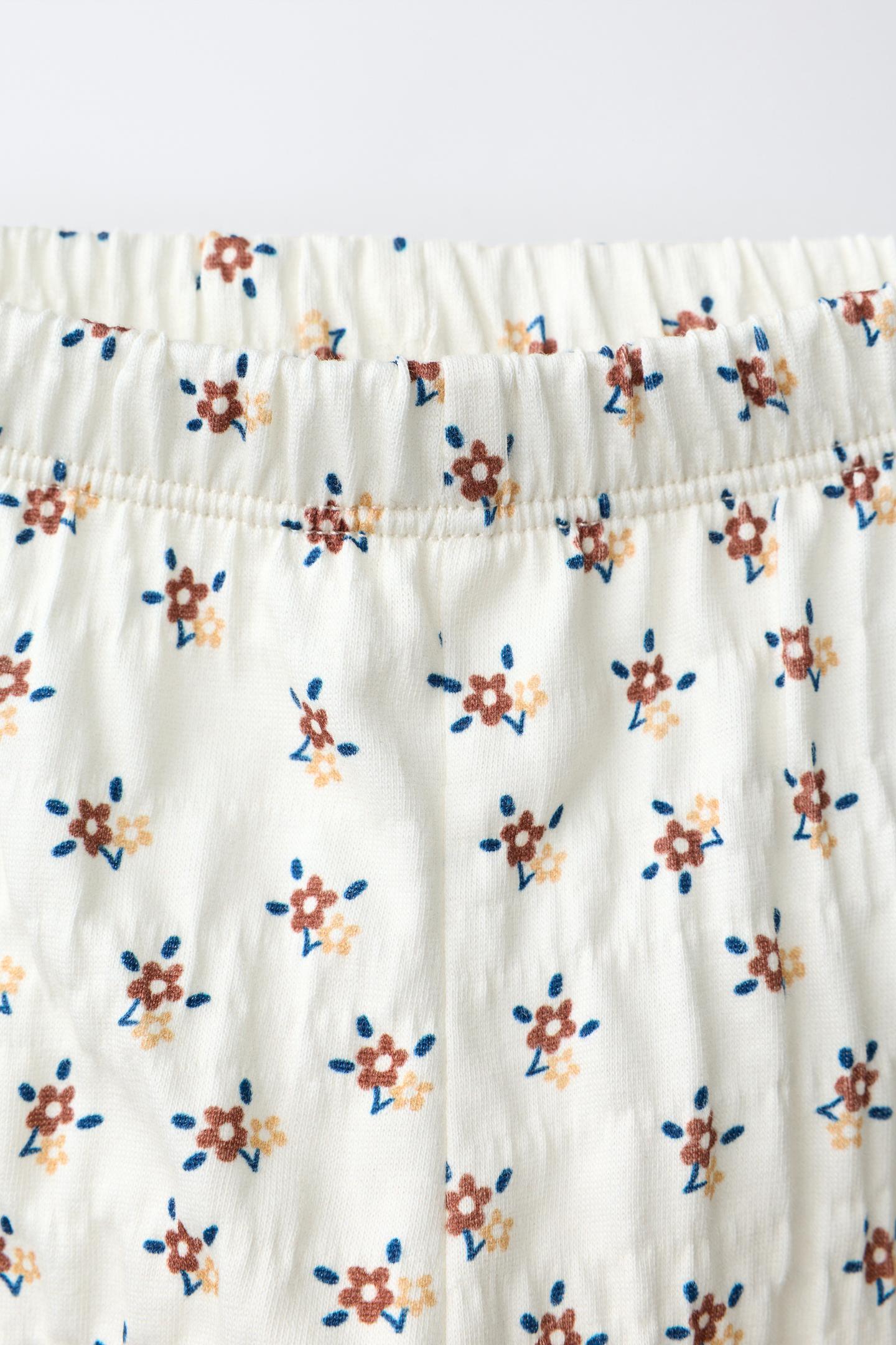 Детские леггинсы Zara Floral Textured, цвет: Экрю — фото 3