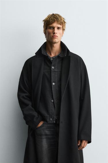 PALTON CU STRUCTURĂ WATER REPELLENT - Negru de la Zara