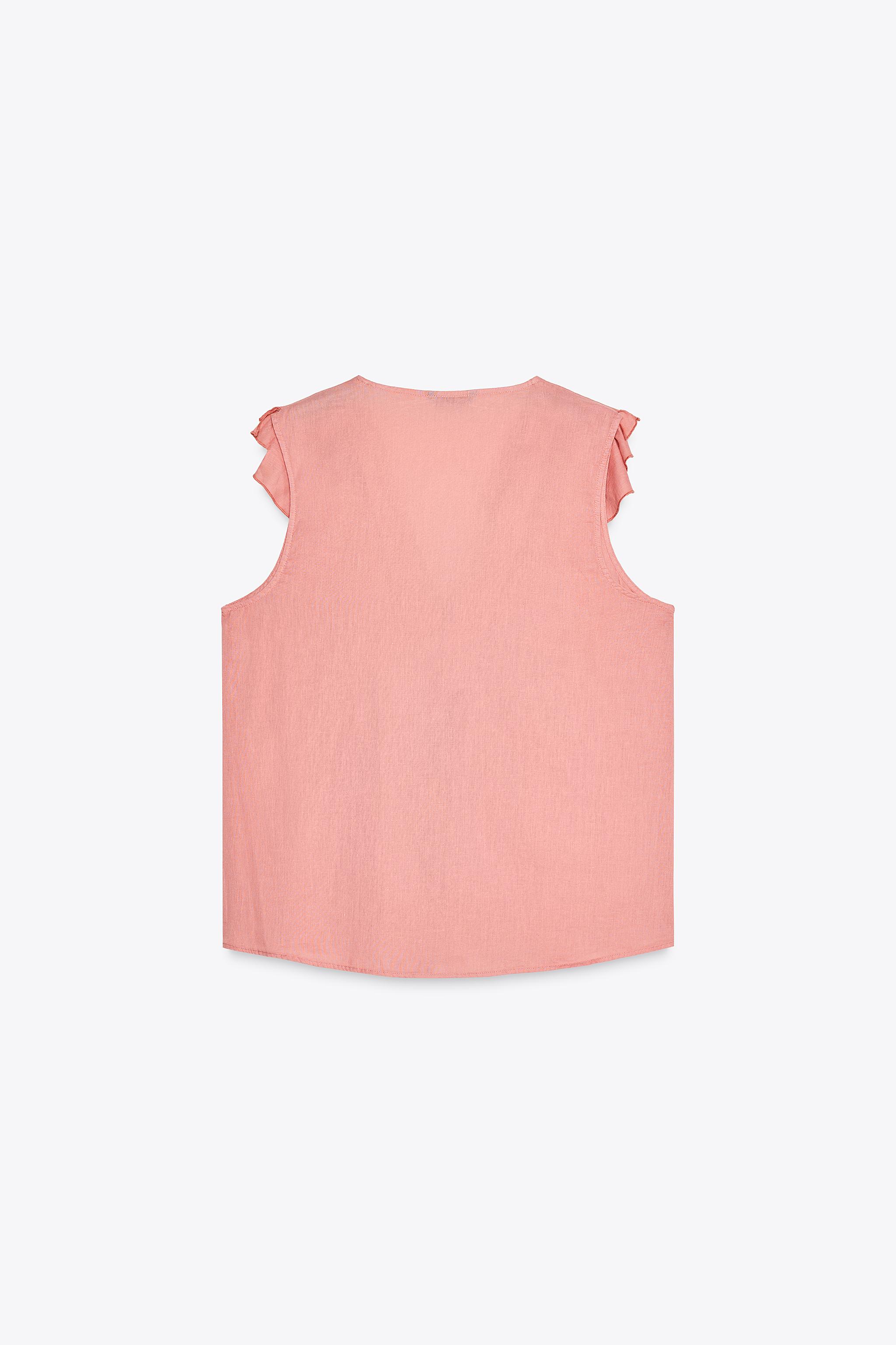 RUFFLED SLEEVELESS TOP - MARSALA | ZARA United States
