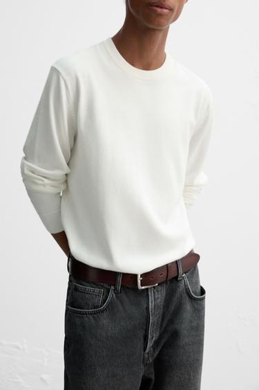 PULL EN COTON ET CHANVRE - Blanc cassé de Zara - Image 5