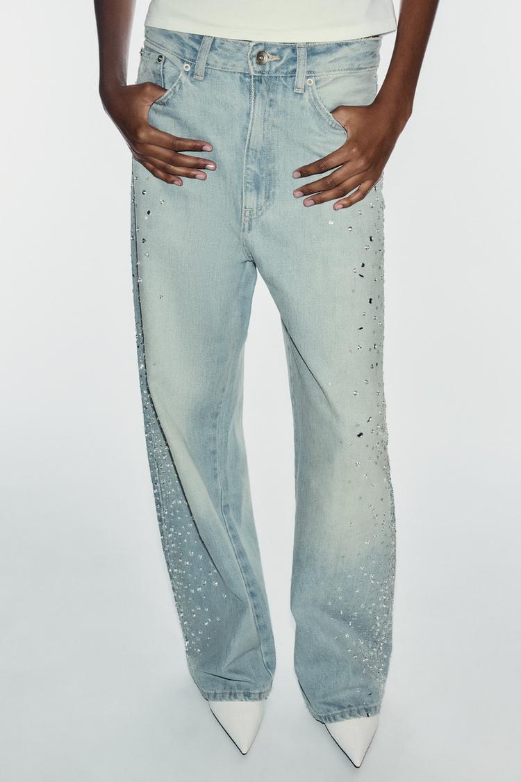 Jeans holgados con brillos TRF 2