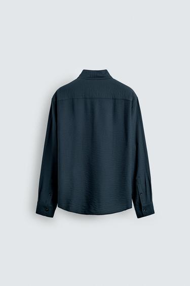 CHEMISE FLUIDE À PLIS NERVURÉS - Bleu de Zara - Image 7