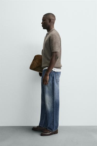 KNIT POLO SHIRT WITH ZIP - brown/white by Zara - Image 3