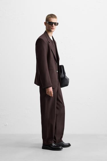 REGULAR FIT SUIT TROUSERS - Burgundy by Zara - Image 3