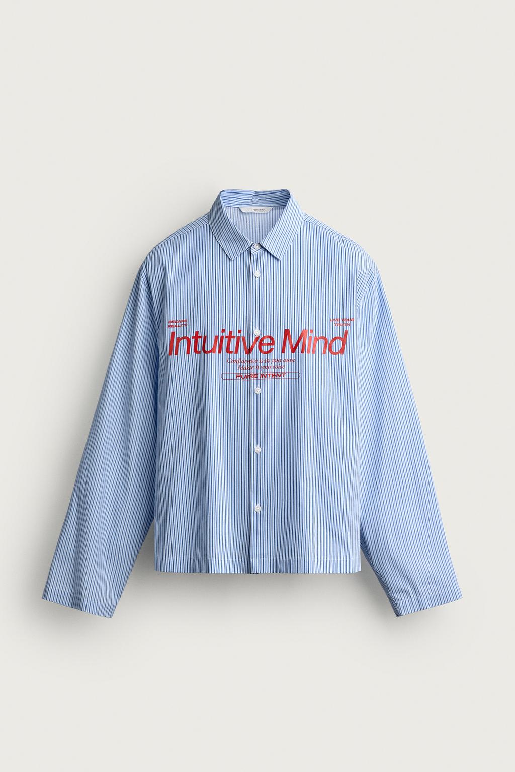 RELAXED FIT STRIPED SLOGAN SHIRT