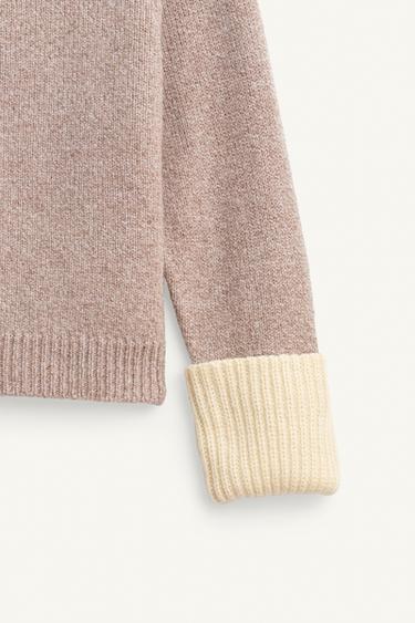 PULL COL BOUTONS LAINE ÉDITION LIMITÉE - Marron / Taupe de Zara - Image 8