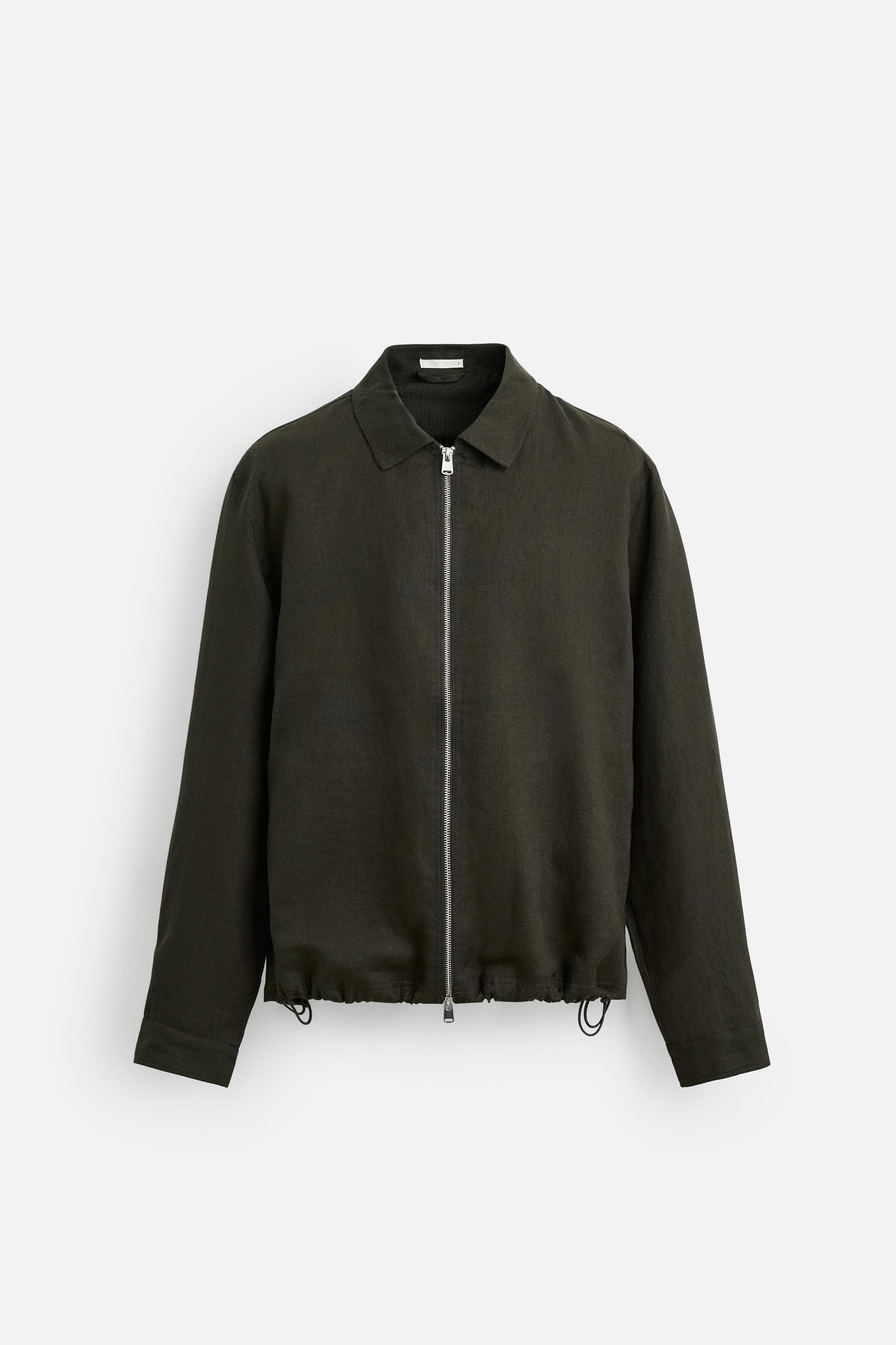シャツジャケット、リネン100% - ネイビーブルー | ZARA Japan