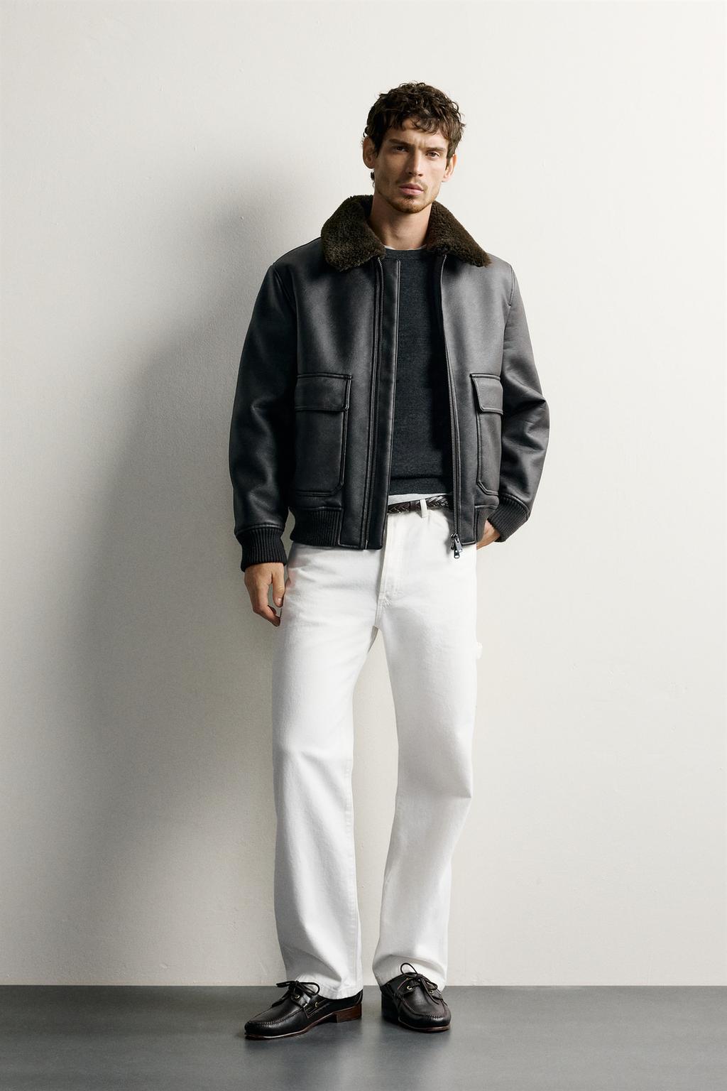 Double-faced leather effect jacket